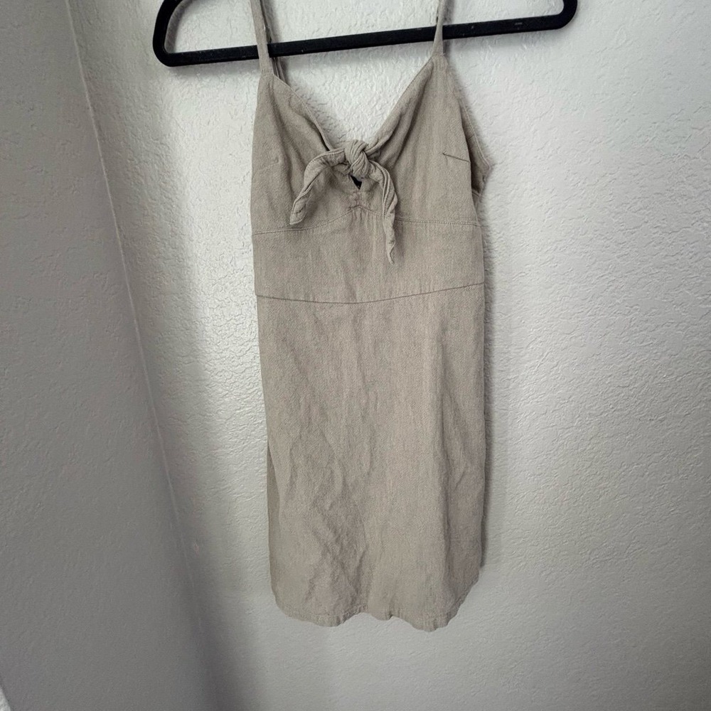 Hollister Linen Cotton Blend Tan Spaghetti Mini Sundress Dress Size XS